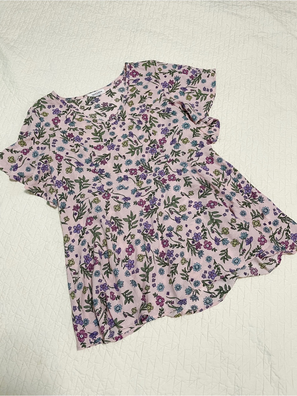 First Love Light Pink Floral Flutter Sleeve Blouse